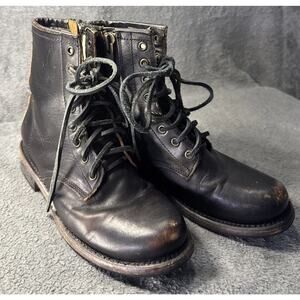 Freebird Boots Womens Manchester Distressed Leather Combat Shoes Laced Size 8